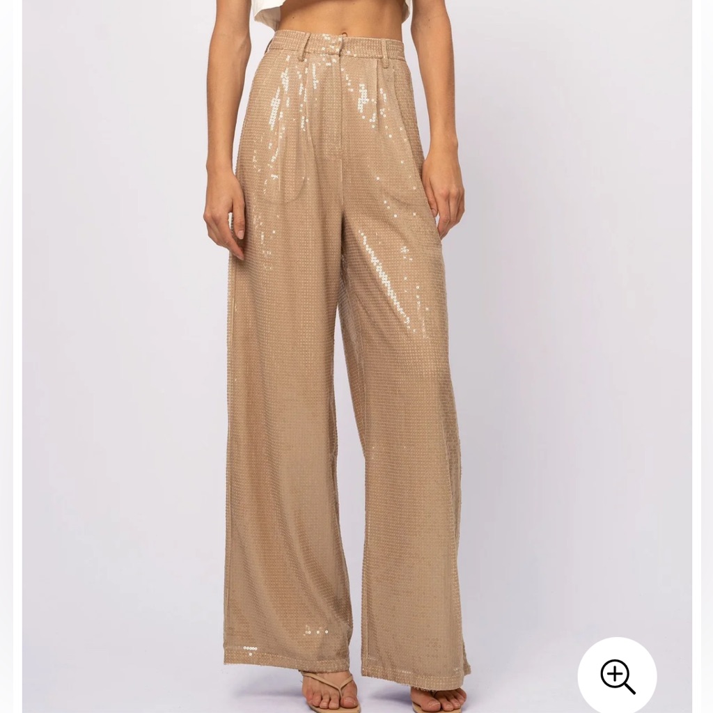 Nonchalant Roxanne Sequin Trousers - Sand